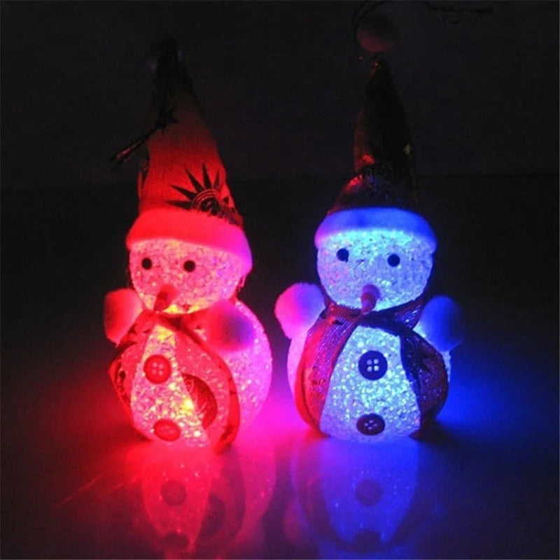 Random Led Luminous Snowman Ornaments Christmas Pendant Christmas Crystal Lamp Nightlight Merry Christmas Gift Noel Goods