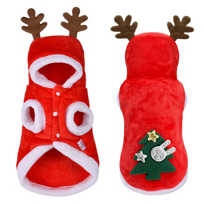 Christmas Cat Clothes Small Dogs Cats Santa Costume Kitten Puppy Outfit Hoodie Warm Pet Dog Clothes Clothing Accessories