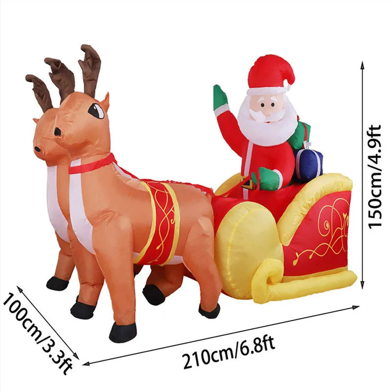 7FT Christmas Sleigh Inflatables - Cute, Fun, and LED Lit for a Home Full of Joy!
