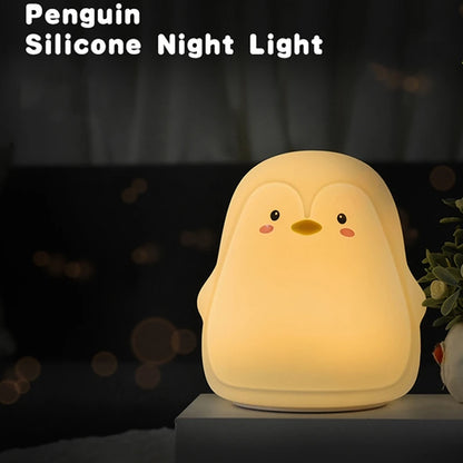Penguin Silicone Touch Sensor Night Light Rechargeable 7 Colors USB Charging LED Night Lamp For Children Baby Christmas Gift