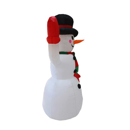 2.4m Christmas Snowman Inflatable Model LED Light Red Glove Xmas Stake Props Toys Household Accessories Holiday Party Decor