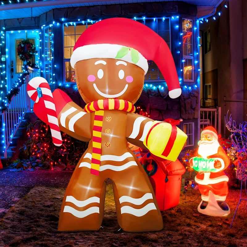 Jumbo LED Light Gingerbread Man Inflatable for the Festive Season
