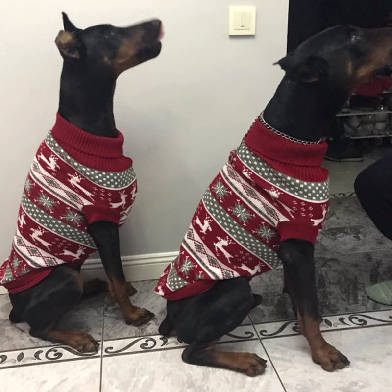 British Knitting Pet Dog Sweater for Medium Large Dogs Christmas Elk Big Dog Clothes Labrador Pitbull Pullovers Mascota Clothing
