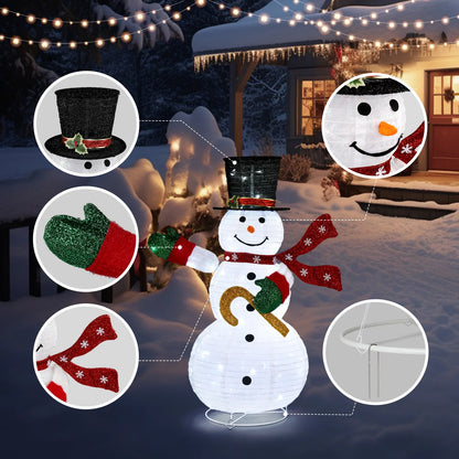 4FT Christmas Inflatable Snowman Lighted Pop-Up Large Christmas Holiday Decoration With 100 LED Lights and Top Hat and Scarf