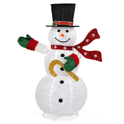 4FT Christmas Inflatable Snowman Lighted Pop-Up Large Christmas Holiday Decoration With 100 LED Lights and Top Hat and Scarf