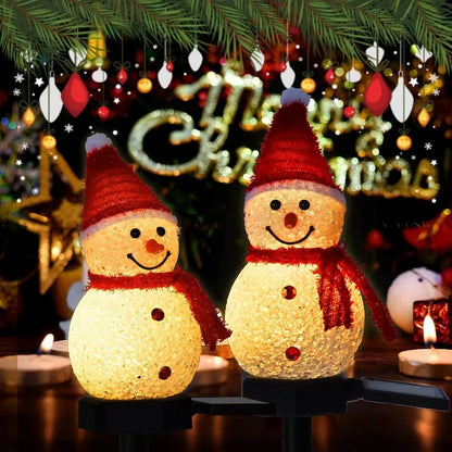 LED Solar Christmas Snowman Lights Outdoor Waterproof Garden Lawn Lamps Garland Yard Fence Light for Holiday Party Decoration