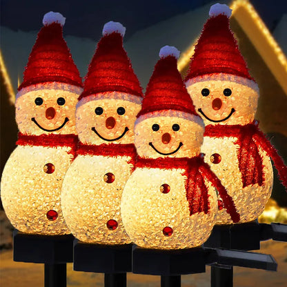 LED Solar Christmas Snowman Lights Outdoor Waterproof Garden Lawn Lamps Garland Yard Fence Light for Holiday Party Decoration