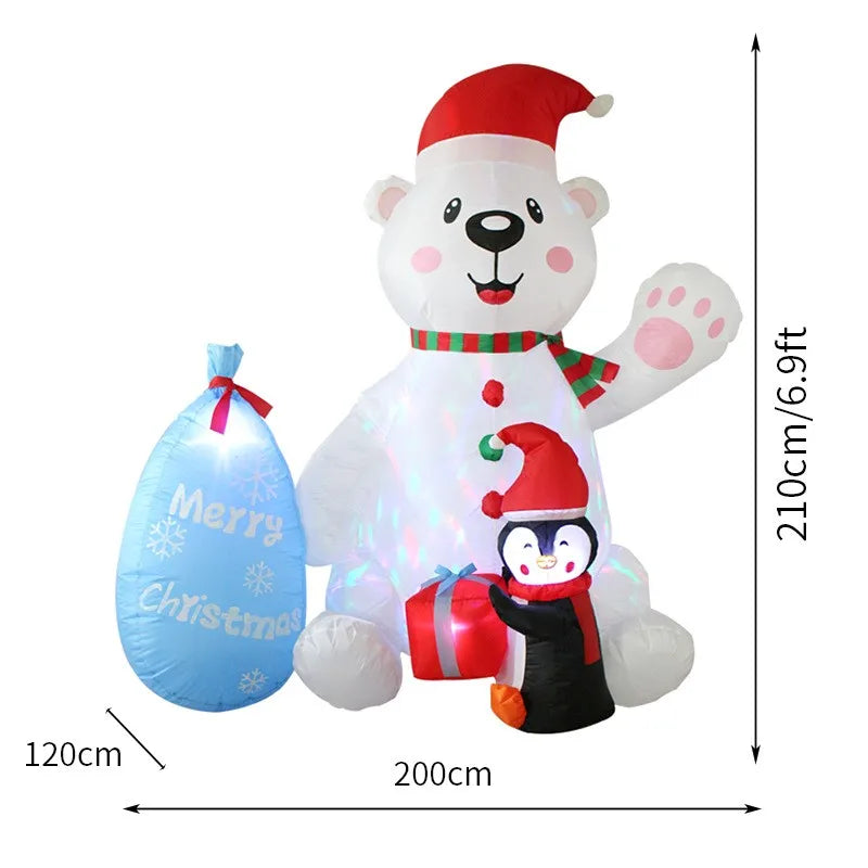 Polar Bear with Gift Bags and Penguins - Light Up Your Christmas with LED Rotating Joy!