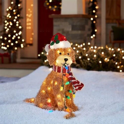 LED-Lit Christmas Decorations - Snowman, Santa, and Dog displays for a Festive Front yard!