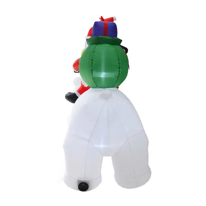 Santa Claus Riding a Moving Polar Bear Outdoor Inflatable Christmas Decor with Rotating LED Lights!