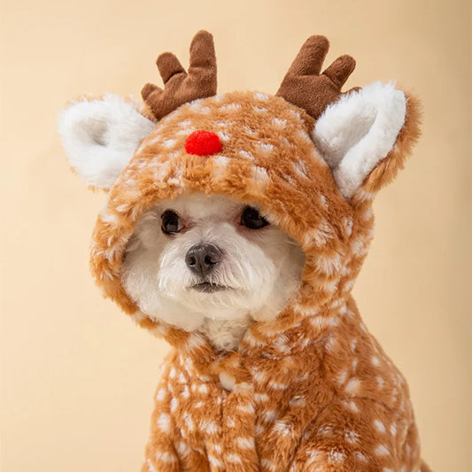 Kawaii reindeer role-playing jacket clothing Christmas clothing warm coat dog clothing cat winter thick holiday party pet items