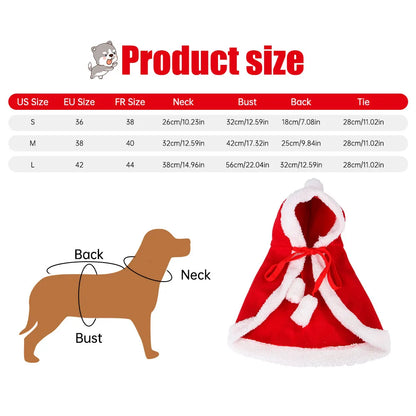 Cat Costume Santa Cosplay Funny Transformed Cat/Dog Pet Christmas Cape Dress Up Clothes Red Scarf Cloak Props Decor