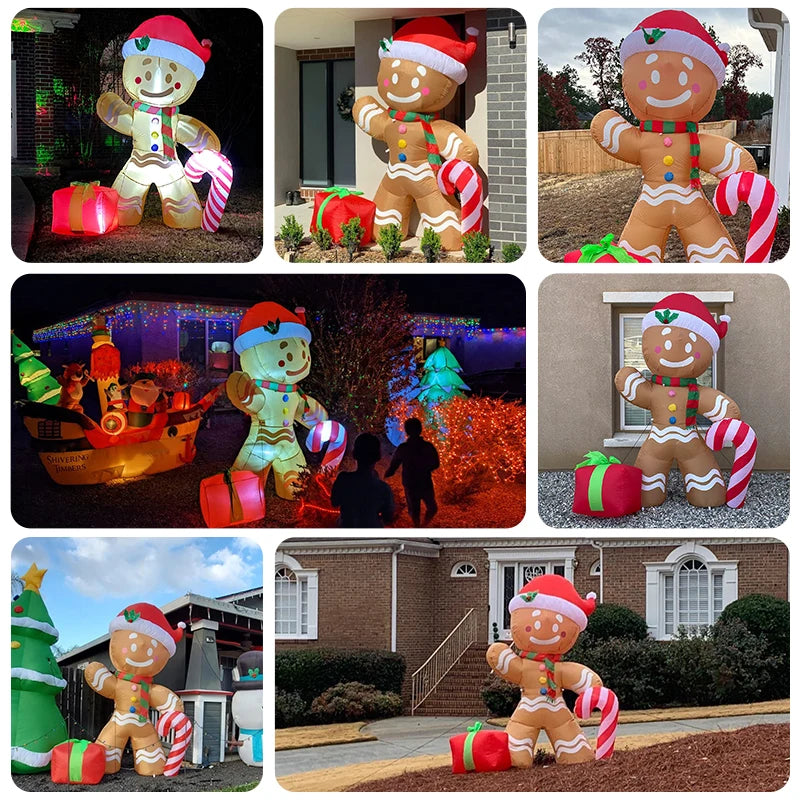 Jumbo LED Light Gingerbread Man Inflatable for the Festive Season