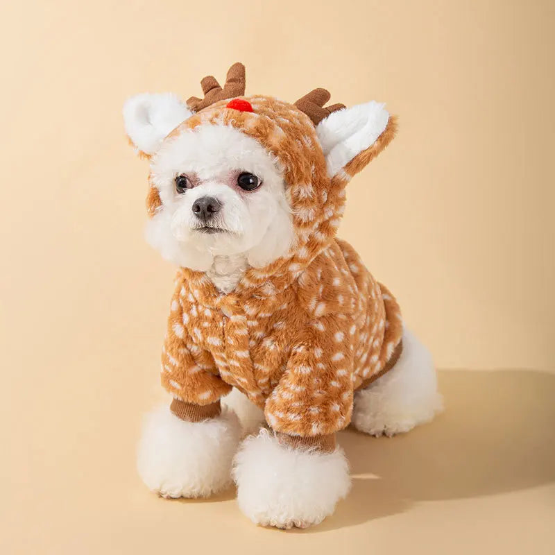 Kawaii reindeer role-playing jacket clothing Christmas clothing warm coat dog clothing cat winter thick holiday party pet items