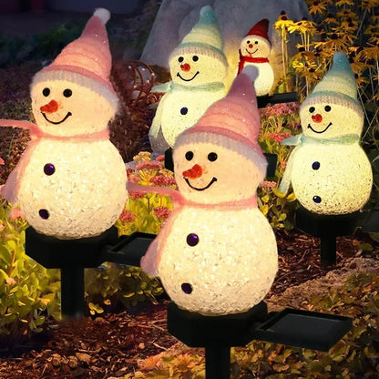 Create Cheer with Snowmen Lamps to Light-Up Your Lawn - LED Solar-Powered, Waterproof Winter Christmas Outdoor Garden Decor
