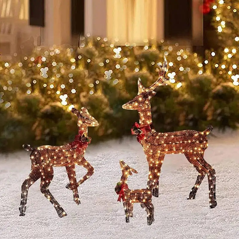 Lighted Reindeer Family - Glittering Holiday Magic for Your Outdoor Yard!