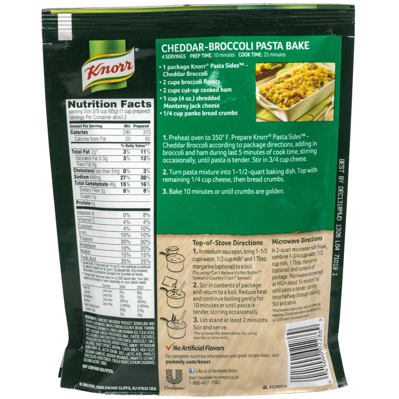 Knorr Cheddar Broccoli Pasta Sides, 4.3 oz. Bags