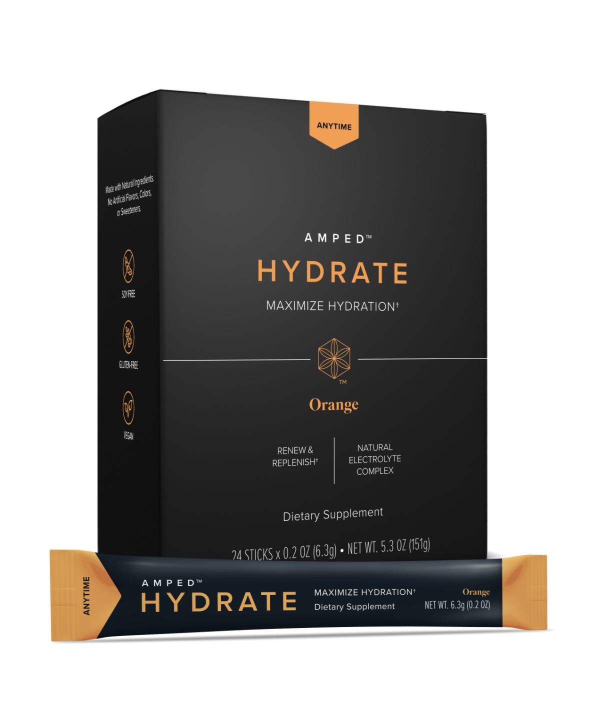 AMPED Hydrate - Orange - sticks - 24 count